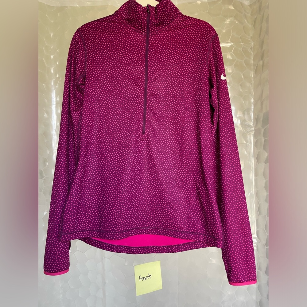 Pink Polkadot Nike Pro Dri-Fit Half Zip Women's size Medium